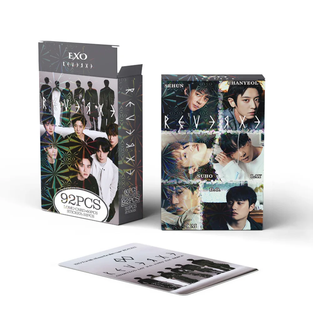 

92 шт. Новые фотокарточки EXO из альбома REVERXE, стикеры, K-pop мерч, ломо-карточки, набор для фанатов, коллекционные карточки, подарок