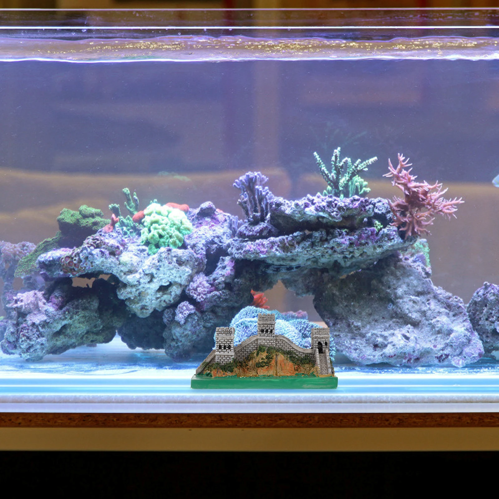 

Resin Great Wall Of China Statue Aquarium Decoration Ornament Hideout House Fish Tank Supplies Chinese Symbolic Building Resin