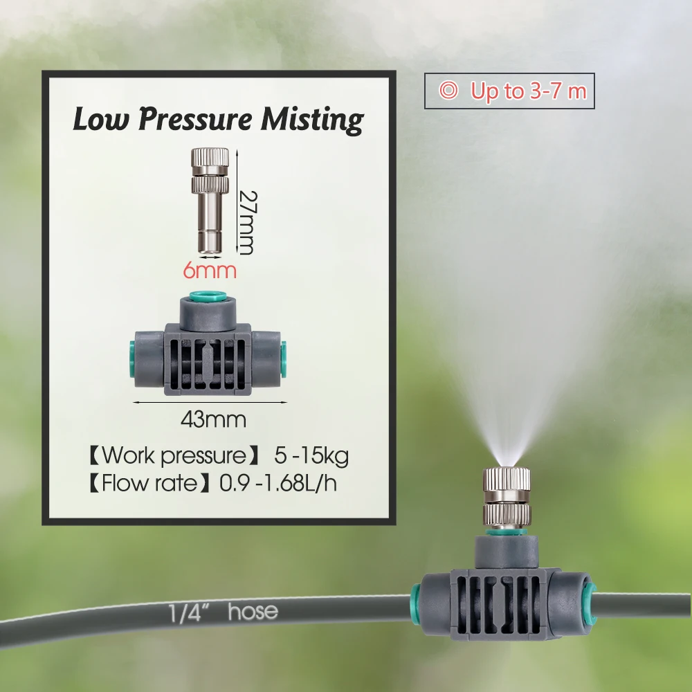 45W Pump 0.15mm Low-pressure Misting Cooling System with Timer 110-240V Power Supply Fine Atomization Sprayer Garden Irrigation