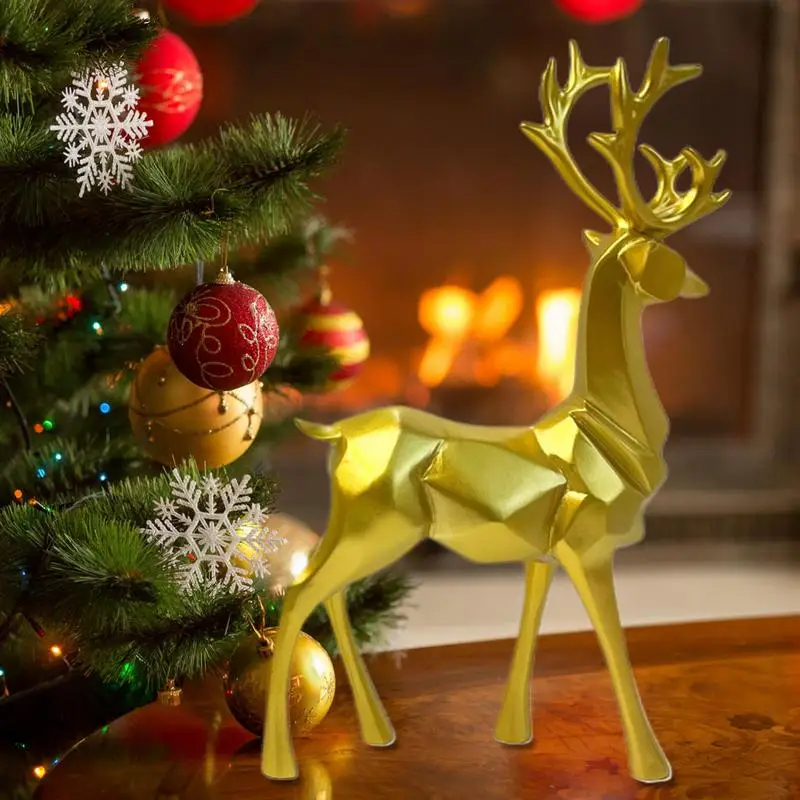 Christmas Reindeer Figurines Deer Sculpture for Living Room Sitting Standing Reindeer Sculpture Light Luxury Creative Ornaments