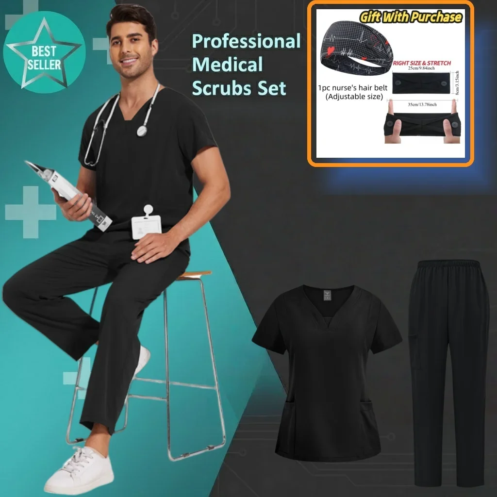 ชุดยูนิฟอร์มทางการแพทย์ ชุดพยาบาล ชุดผ่าตัด คุณภาพสูง ผ้าสครับยืดหยุ่น สำหรับบุคลากรทางการแพทย์ ร้านขายยา สีพื้น ขายส่ง เสื้อผ้าทำงาน แบบยูนิเซ็กซ์