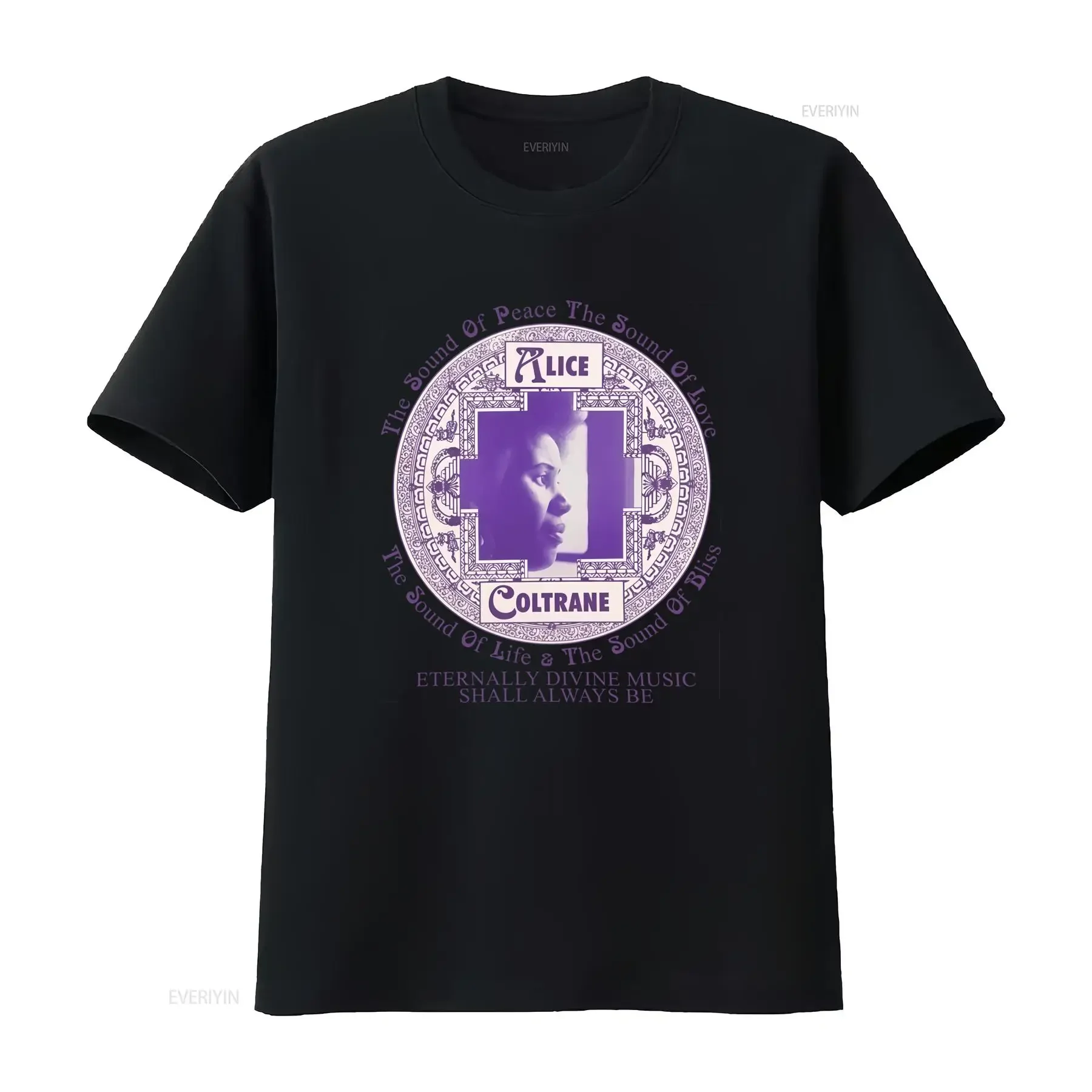 T-shirt unisexe vintage délavé avec design « Peace Love Life Bliss » de Alice John Coltrane, inspiré de la musique éternelle et divine, par Online Ceramics