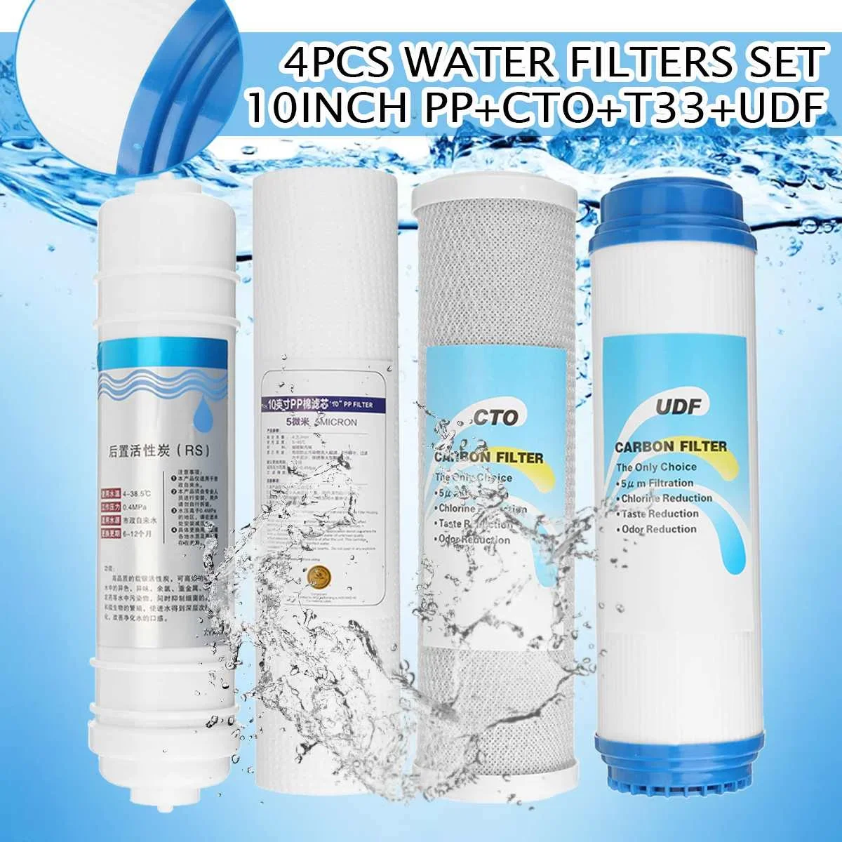 

5 Stage Reverse Osmosis Ro Water Filters Replacement Set Water Filter Cartridge 50/75/100 GPD Membrane Household Water Purifier