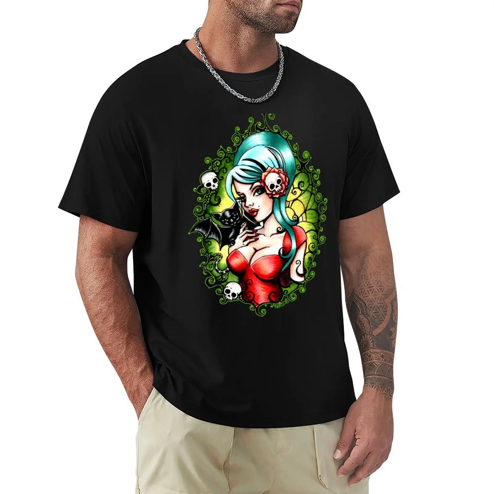 Black Lilly T-Shirt graphic shirts custom shirt man clothes anime t shirts compression shirt men