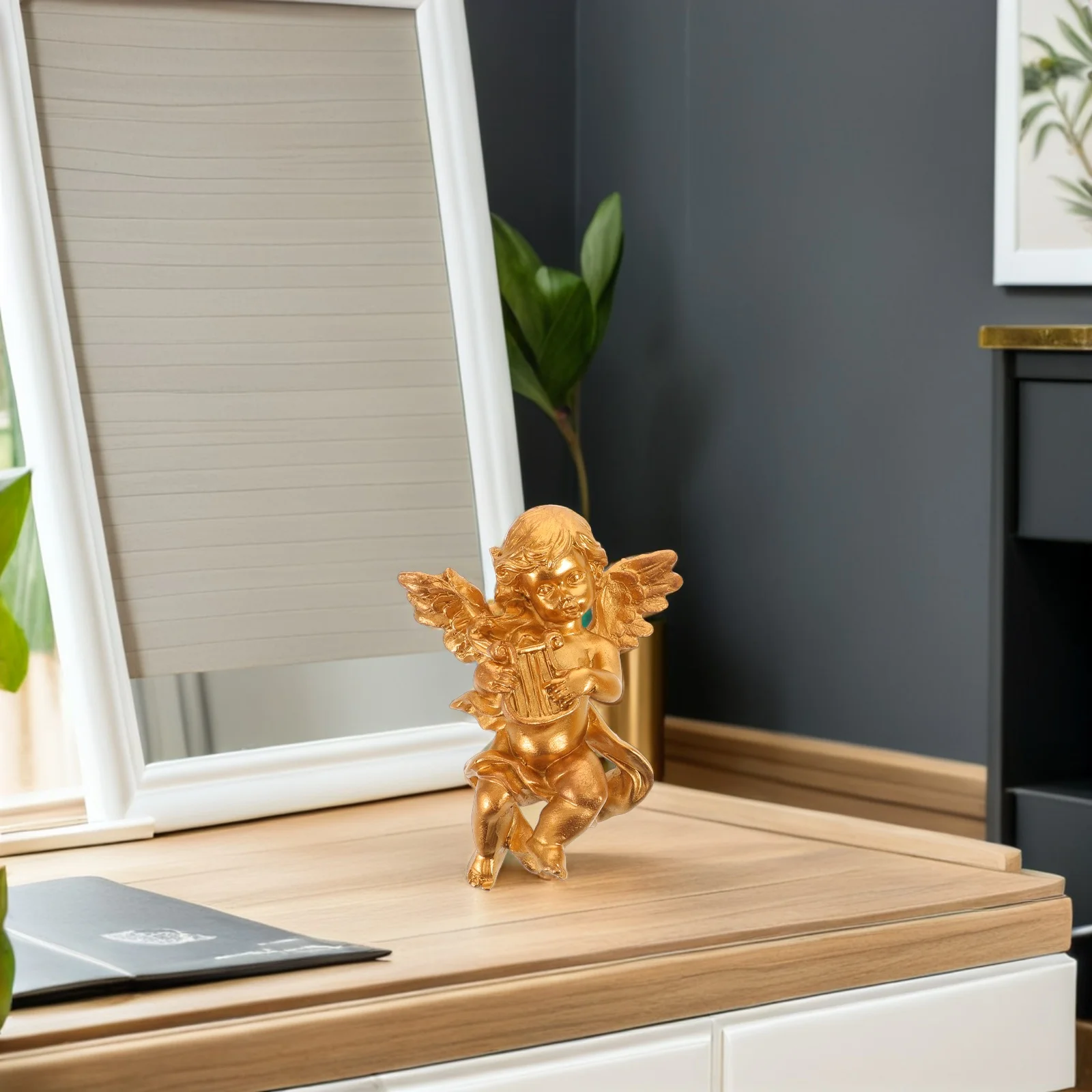 

2pcs Vintage Angel Sculpture Resin Cherub Wall Art For Garden Balcony Home Decor Cabinet Ornaments Outdoor Indoor Decorative