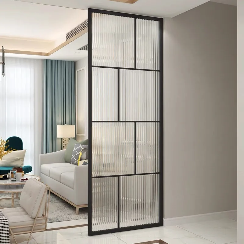 

Современные роскошные офисные экраны и перегородки для комнат Элегантная длинная радужная стеклянная перегородка Водонепроницаемая металлическая полая простая элегантная перегородка