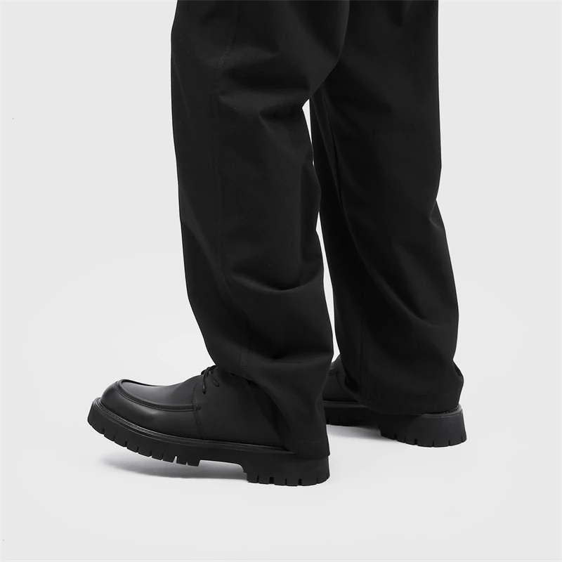 Fashion Men Casual Shoes Classic Business Men Dress Shoes Breathable Lace-Up Handmade Shoes Thick Sole Leather Shoes Moccasins