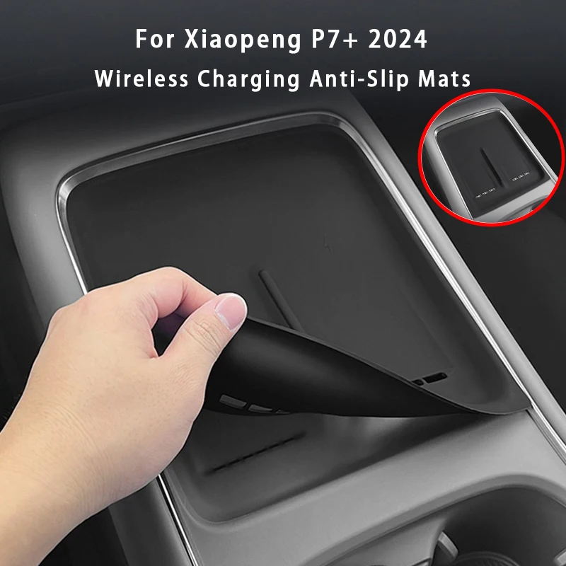 ل Xiaopeng P7 + 2024 وحدة التحكم المركزية حامل الكأس المضادة للانزلاق مقاوم للماء شحن لاسلكي بطانة حماية من السيليكون اكسسوارات السيارات الداخلية
