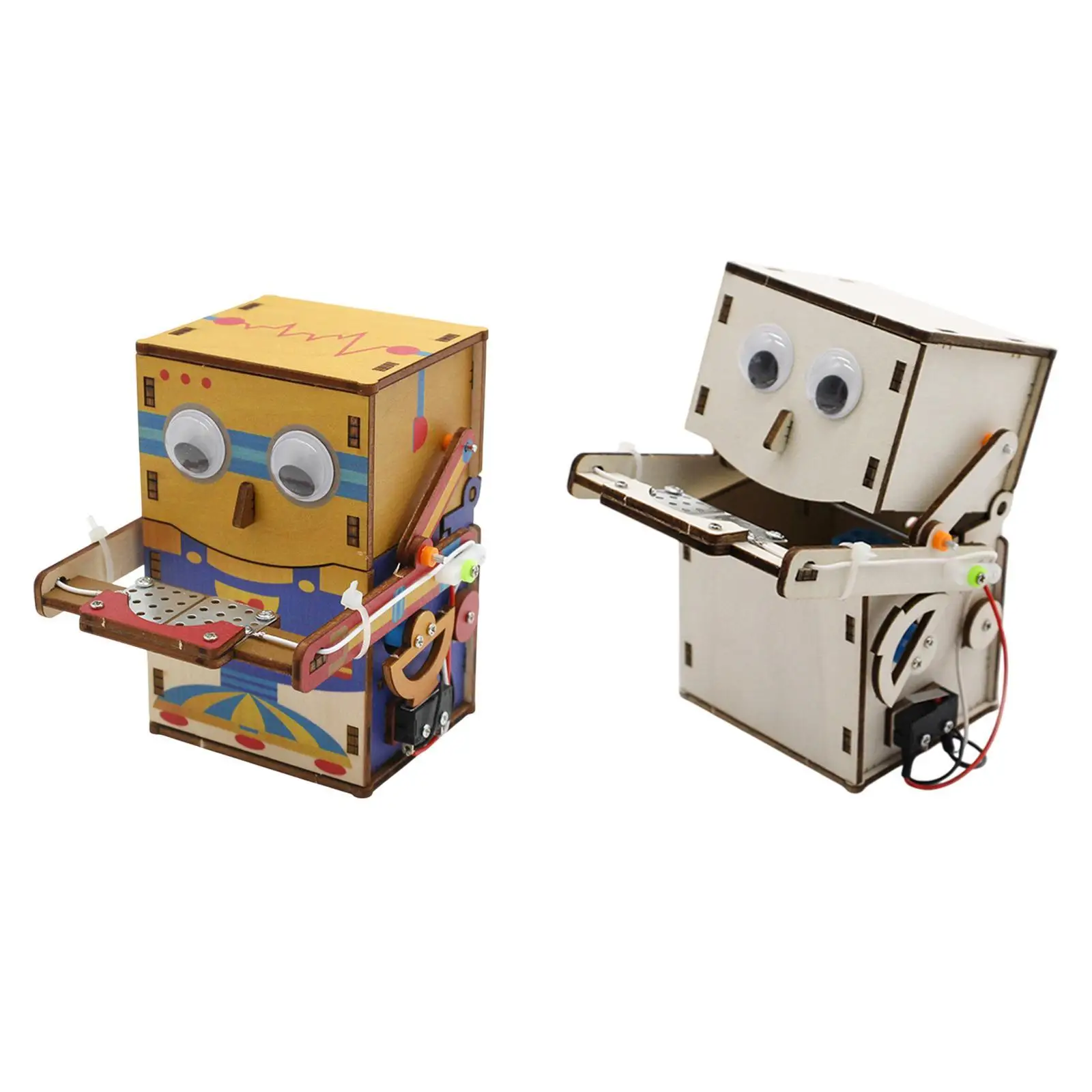 Wooden Science Experiment Set Eat Coins Robot Developmental Toy DIY Material