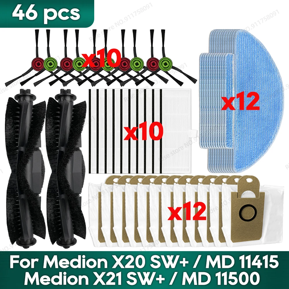 Compatible for Medion X20 SW+ (MD 11415), Medion X21 SW+ (MD 11500), Honiture Q6 SE, Laresar L6 Nex Accessories Main Brush Hepa