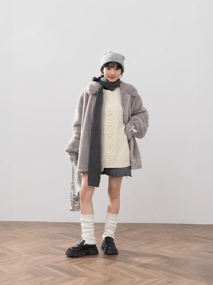 

Женское пальто QUEENOP Fce с воротником, двойная версия, длинное, теплое, пушистое, на пуговицах, новая осенне-зимняя коллекция