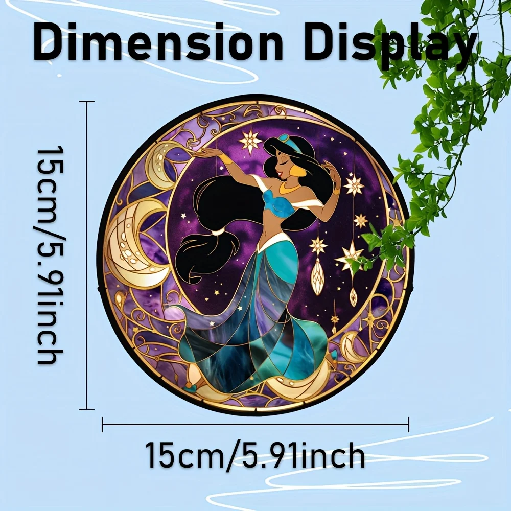 علاء الدين ياسمين Suncatcher - نافذة زجاجية ملونة من الأكريليك النابضة بالحياة معلقة للمكتب والمنزل والمطبخ وديكور الحديقة - عيد الأضحى #3