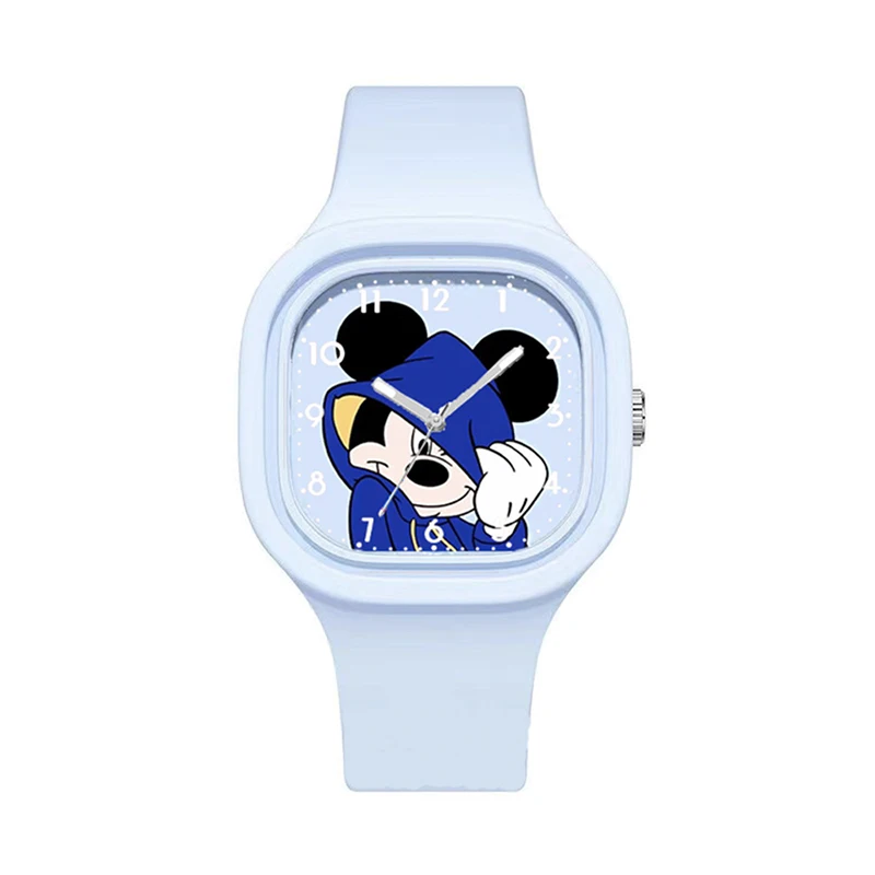 Mininstants-Montre de sport à quartz en silicone pour enfants, dessin animé Disney, Minnie Mouse, carré, garçons, filles, étudiant, enfant, cadeau d'anniversaire