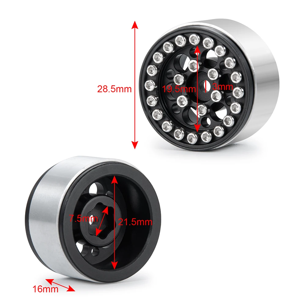 AXSPEED 4Pcs Metal 1.0 inch Beadlock Wheel Rims for 1/24 Axial SCX24 Deadbolt Wrangler Gladiator Bronco RC Crawler Car Parts