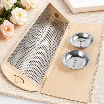 Cervical Bamboo Moxibustion Heatable Neck Support Pillow Firm Structure Breathable Holes for Sleeping