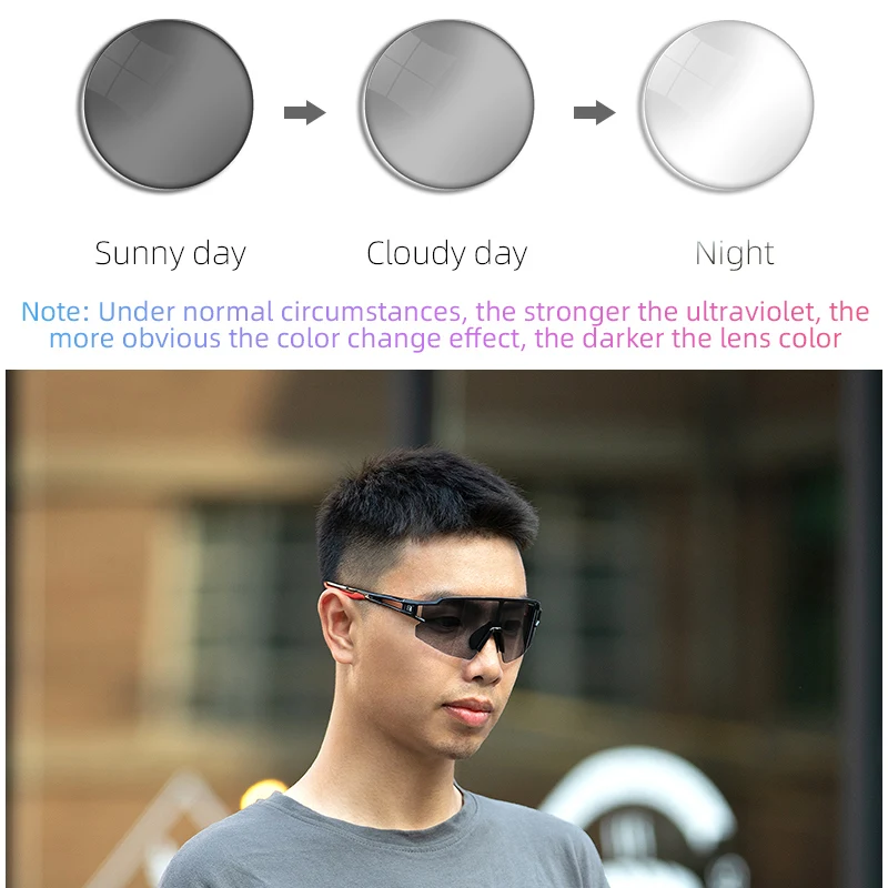 ROCKBROS Photochromic Cycling Glasses Polarized Built-in Myopia Frame Sports Sunglasses Men Women Glasses Cycling Eyewear Goggle