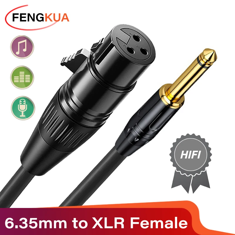 Cable de Audio XLR a 6,35mm, micrófono, Cable de Audio analógico equilibrado para amplificador mezclador de guitarra electrónica, AUX 6,5mm a XLR hembra