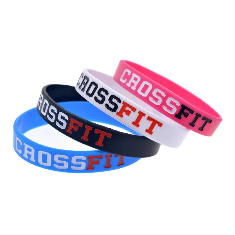 1 PC Crossfit Silicone Wristband 1/2 Inch Wide Sport Bracelet Jewelry Bangles for Women and Men 4 Colors