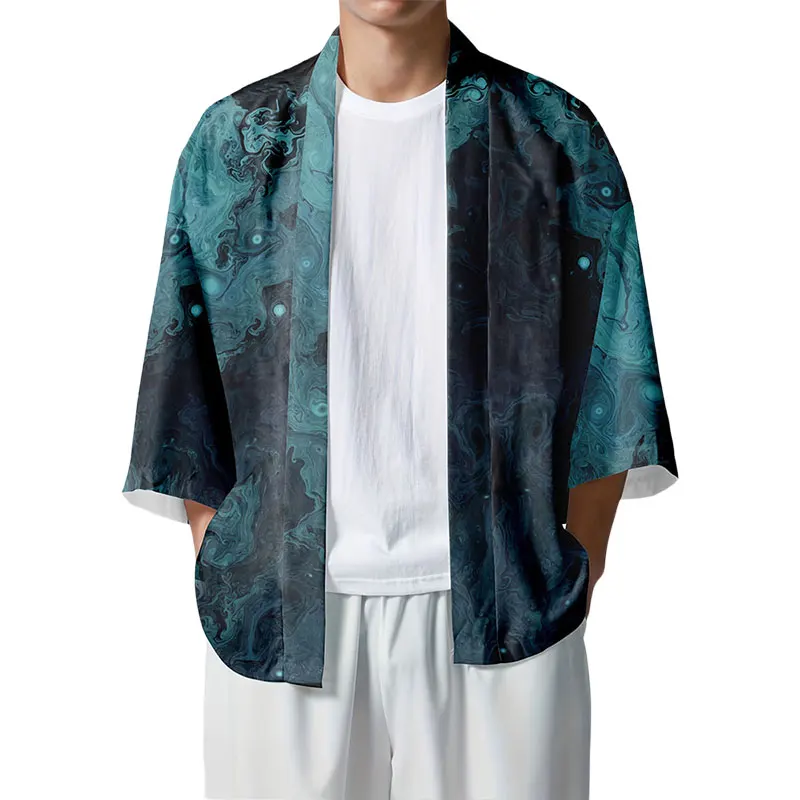 Традиционное мужское кимоно с 3D принтом Fox, повседневный свободный мужской кардиган, городская уличная модная мужская одежда 2XS-4XL