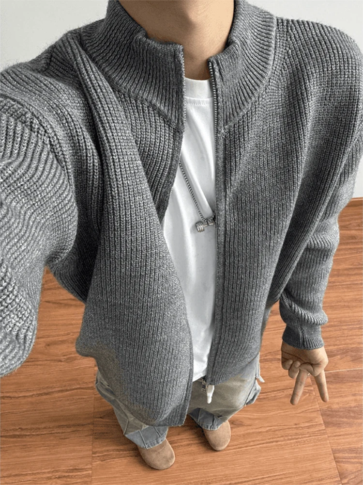Cárdigan is con Cierre, Cuello Alto, Ropa de Punto para Hombre, Estilo Retro Americano, Primavera-Otoño, Sensación de Alta ...