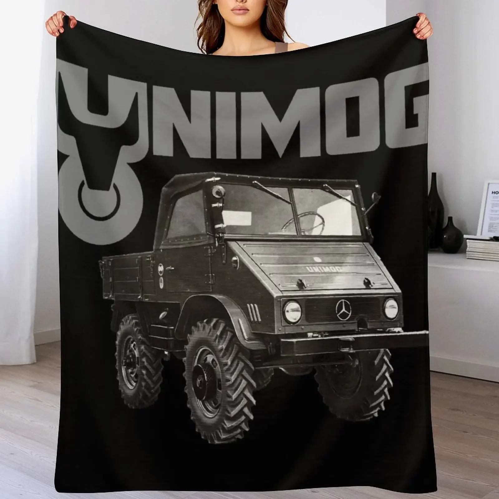 

UNIMOG oldschool (on black) Throw Blanket decorative for winter Bed linens Cute Blankets