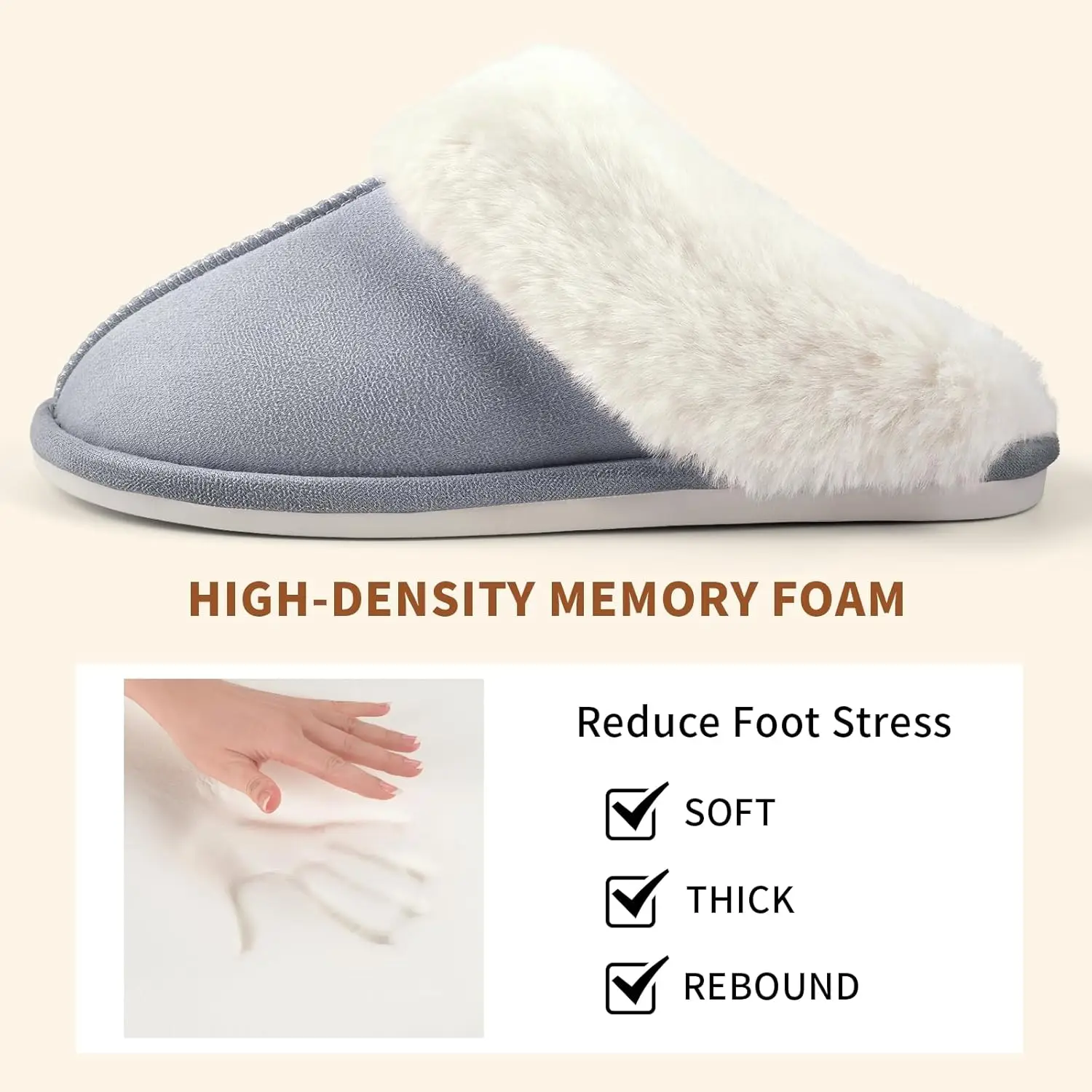 Women Fluffy Slippers Cozy Memory Foam House Slippers Fluffy Wool-Like Ladies Slippers Plush Fleece Lined Shoes Valentines Gifts