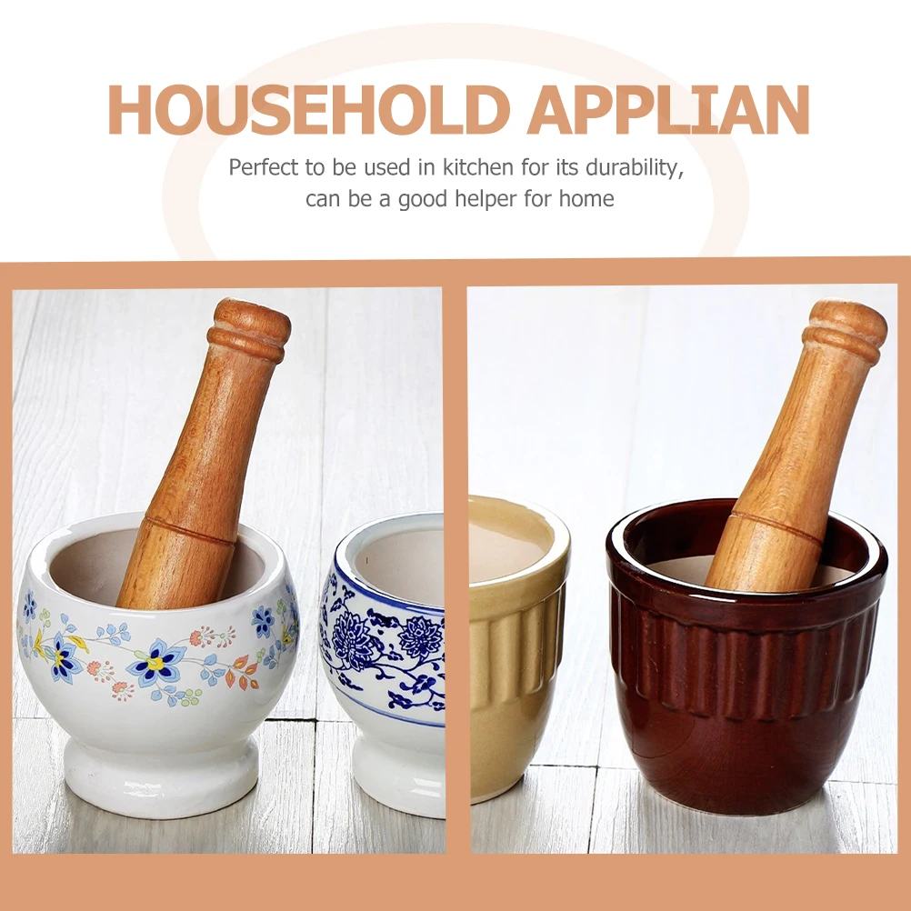 

4Pcs Garlic Masher Wooden Kitchen Tool Practical Grinder Pestle Smooth Long H Preparation Utensil Household Gift