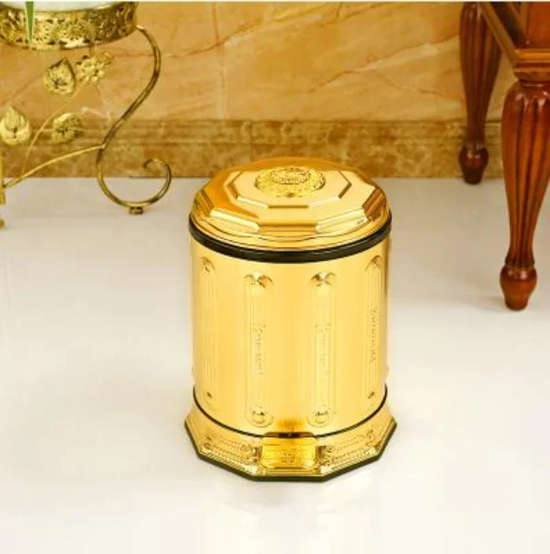 

Антикварный мусорный бак из нержавеющей стали 6 л — бронзовый мусорный бак с крышкой, подходит для дома, офиса, кухни и ванной комнаты, стильного мусора