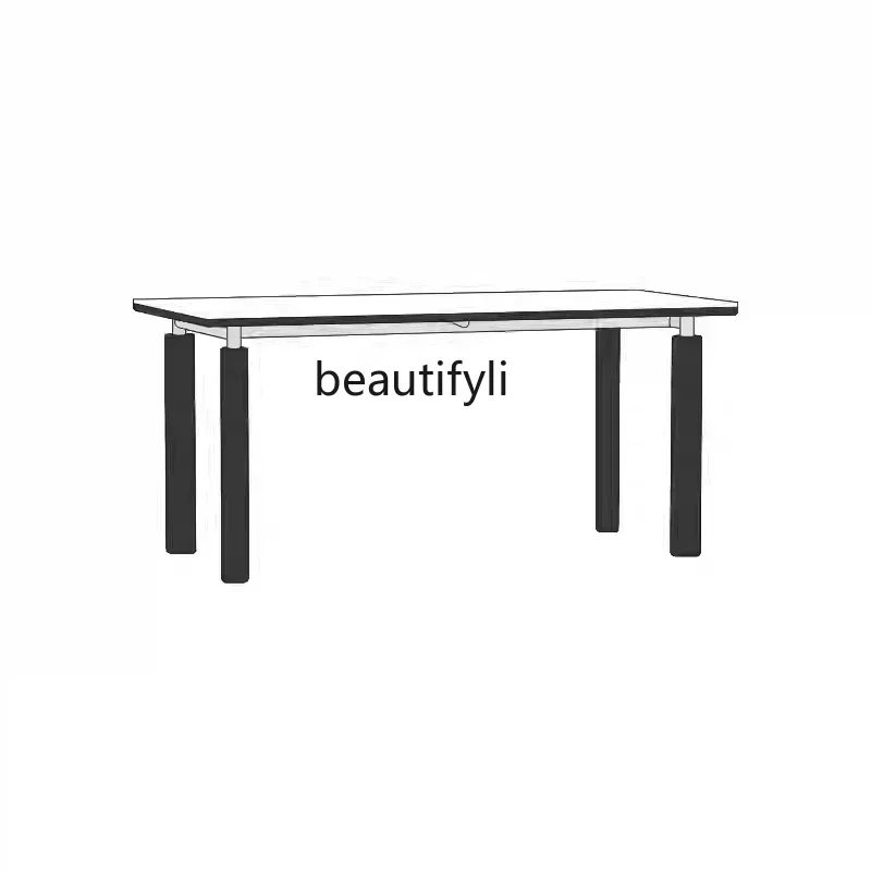 FG10Dining table Bauhaus style long table solid wood 304 stainless steel rock slab rectangular table