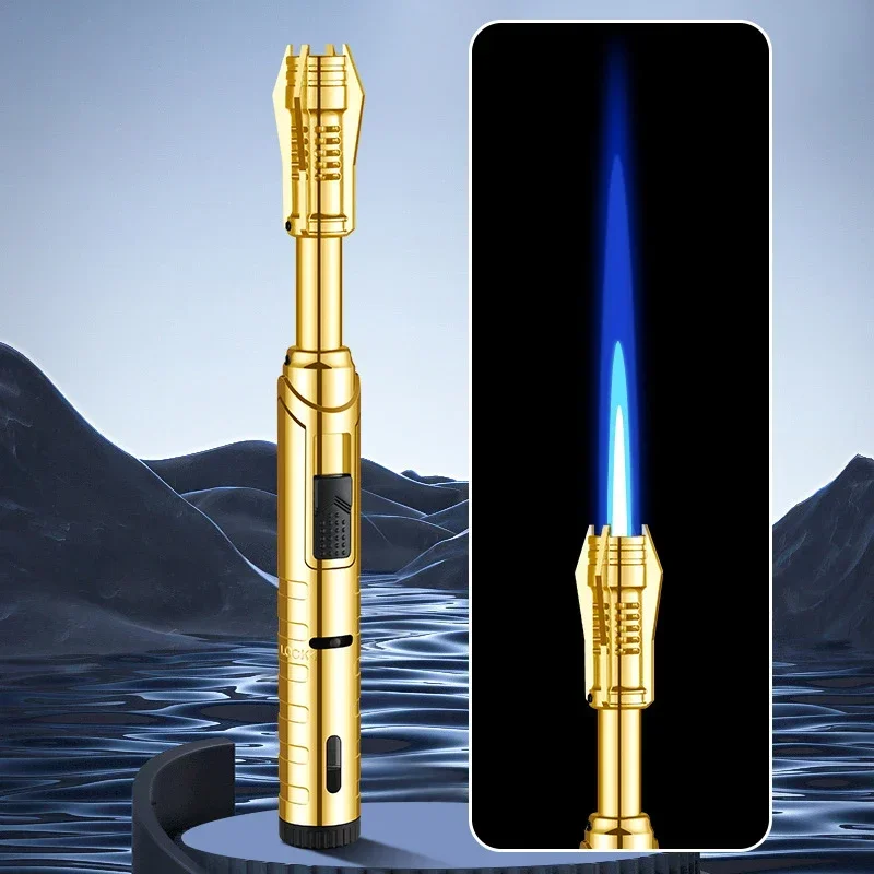 2024 New Unusual Butane Gas Lighter 360° Use Metal Outdoor Windproof Turbine Torch Jet Lighter Gun BBQ Welding Cigar Tool