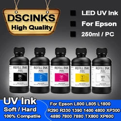 Kit de tinta UV para impresora Epson, L800, L805, L1800, R290, R330, 250, 1390, 1400, 4800, 4880, 7800, TX800, XP600, XP300, UV, DTF, 7880 ml