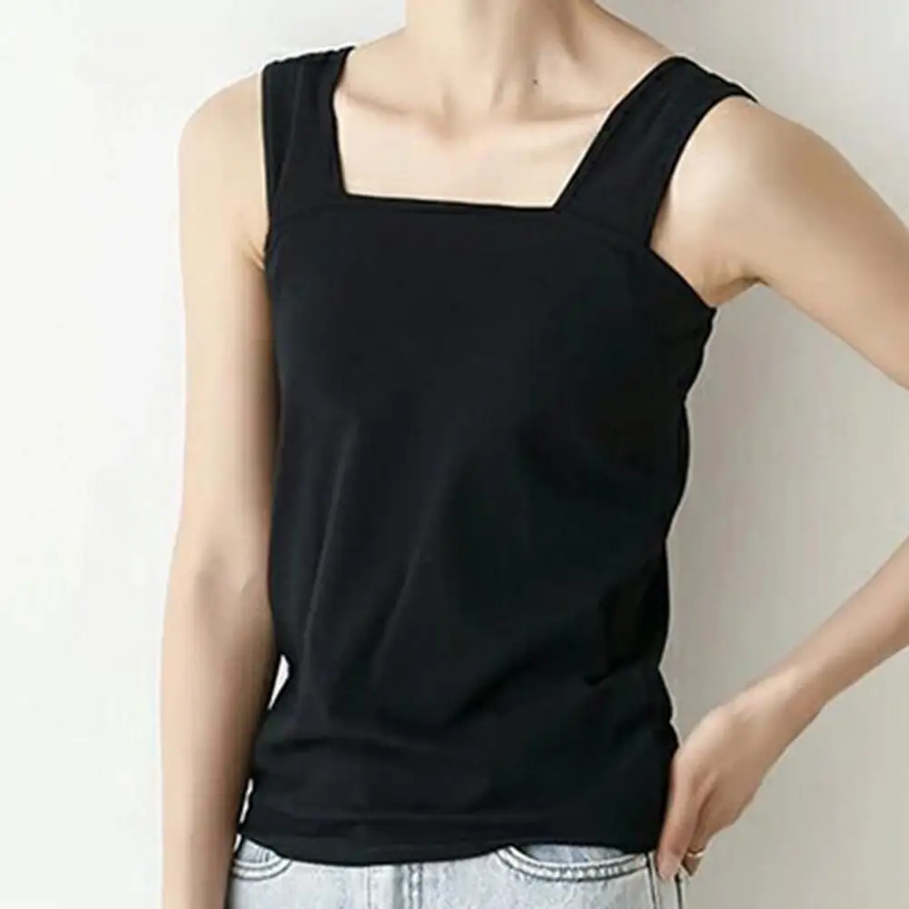 

Women Vest Slim Fit Square Collar Tank Tops Stylish Summer Vest for Women with Sling Design Solid Color Regular Halter Top Shirt