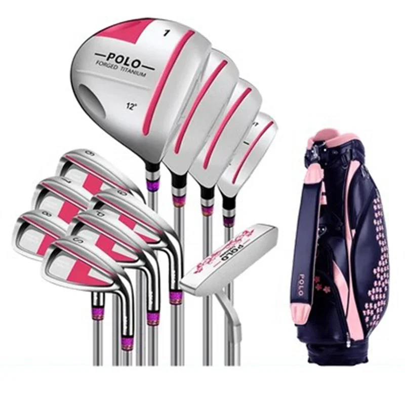POLO. Womens Female Ladies Golf Clubs Complete Sets Full Set Carbon Graphite Shaft with Bag Titanium Alloy Rod Head