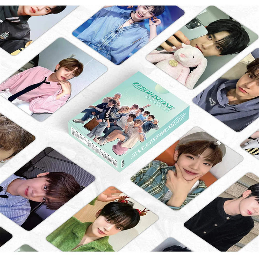 55Pcs/Set KPOP ZEROBASEONE Laser Photocards Double Sides LOMO Card Zhanghao Hanbin Matthew Ricky Taerae Boxed Postcard Fans Gift