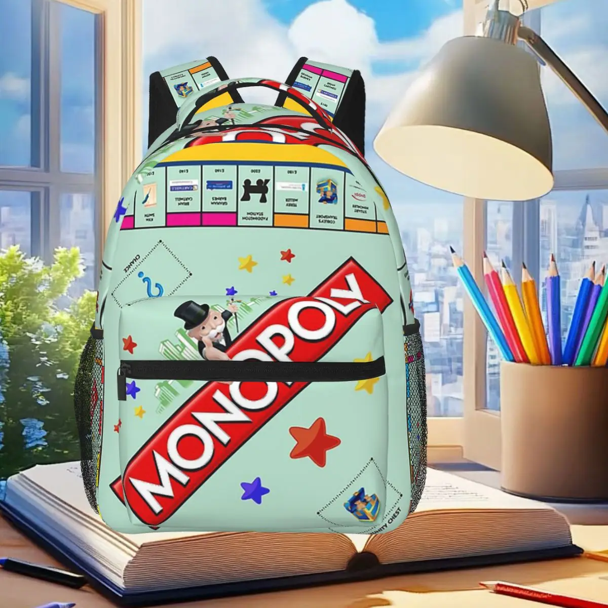 

Классический студенческий рюкзак Monopoly для настольной игры, школьная сумка, походный дорожный рюкзак для мальчиков и девочек, модная сумка для книг, сумки на плечо