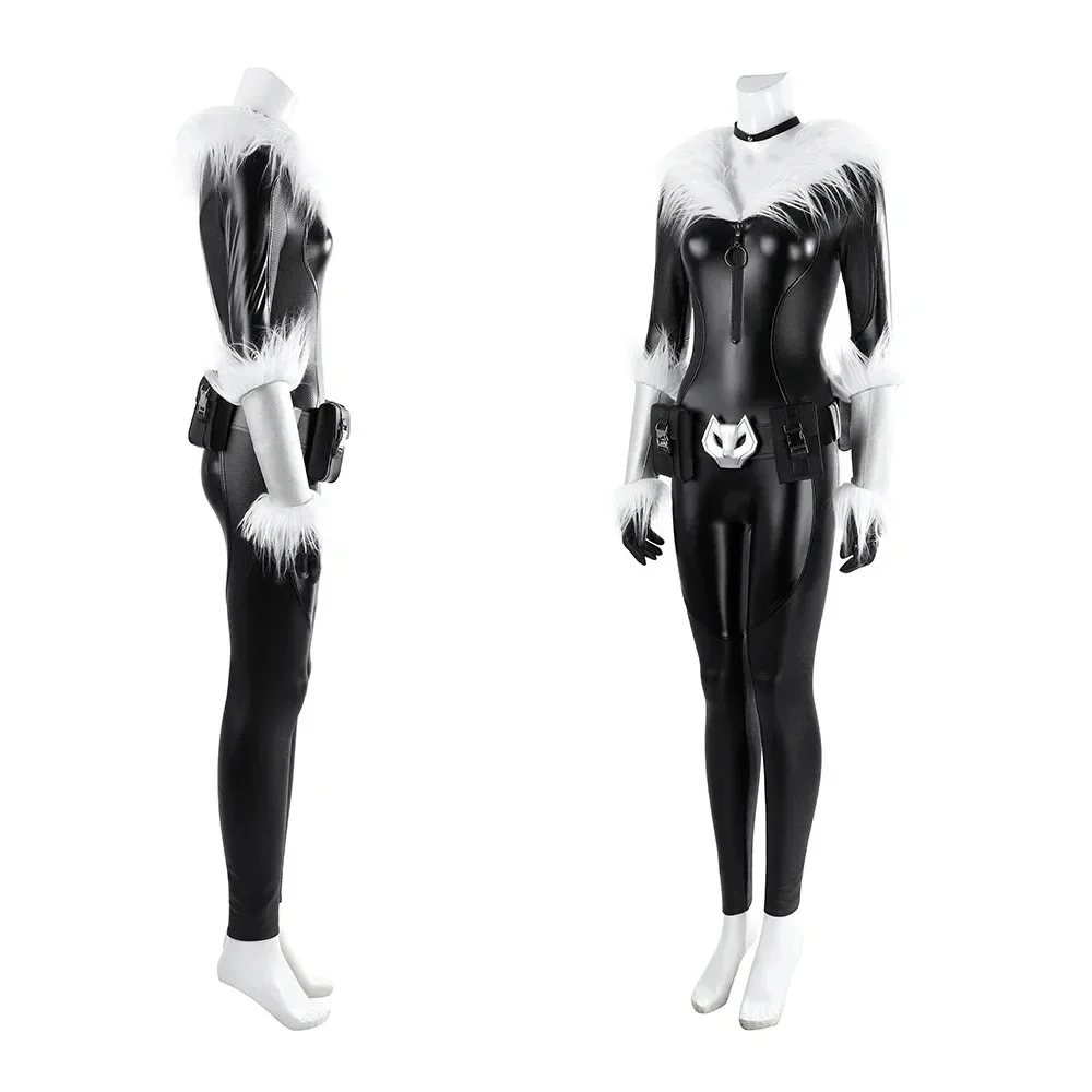 Disguise Felicia Cosplay Costume Sexy Woman Cat Suit Jumpsuit Belt Full Set and Individual Items Felicia Outfit Custom Made