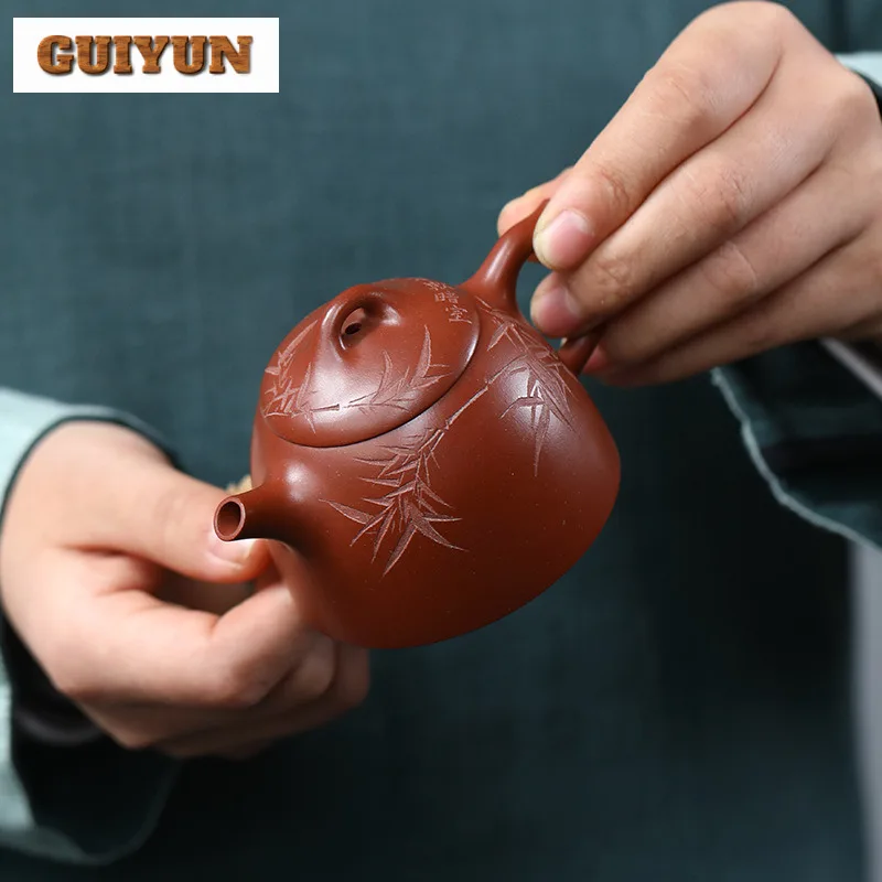 

120ml Vintage Yixing Purple Clay Teapots Handmade Qin Quan Pot Raw Ore Red Dragon Mud Tea Maker Kettle Zisha Teaset For Tea Gift