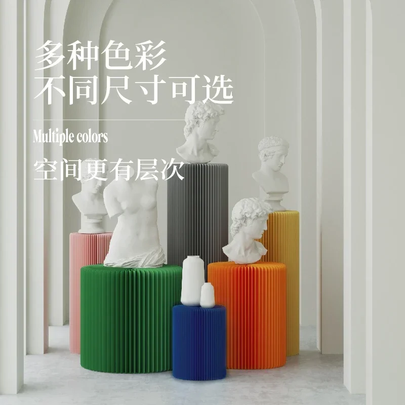 Round display stand, exhibition venue display frame color cylinder, creative high and low water platform Nakajima platform