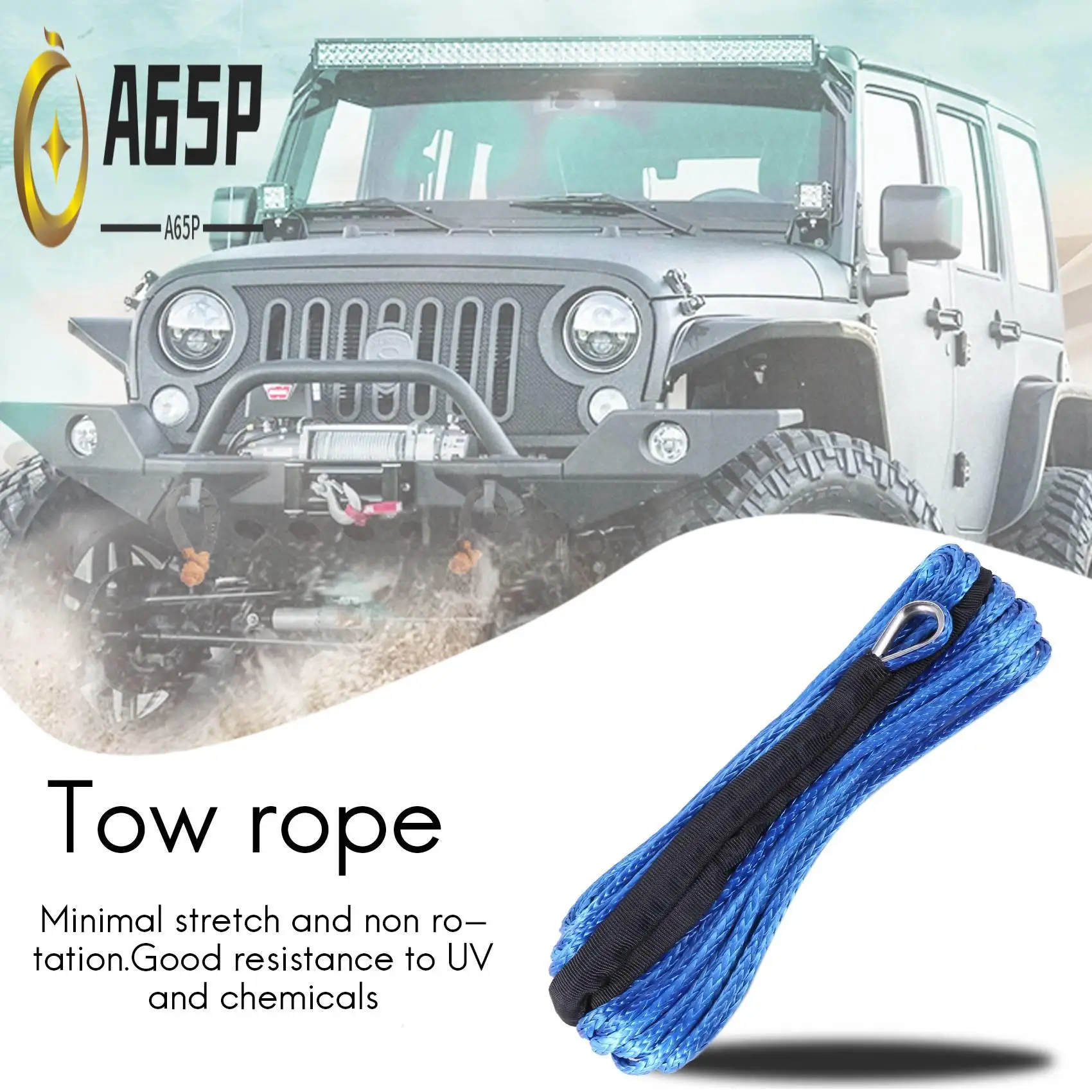 

A65P-3/16 дюймов X 50 дюймов 7700 фунтов синтетический трос лебедки с защитным рукавом для ATV UTV