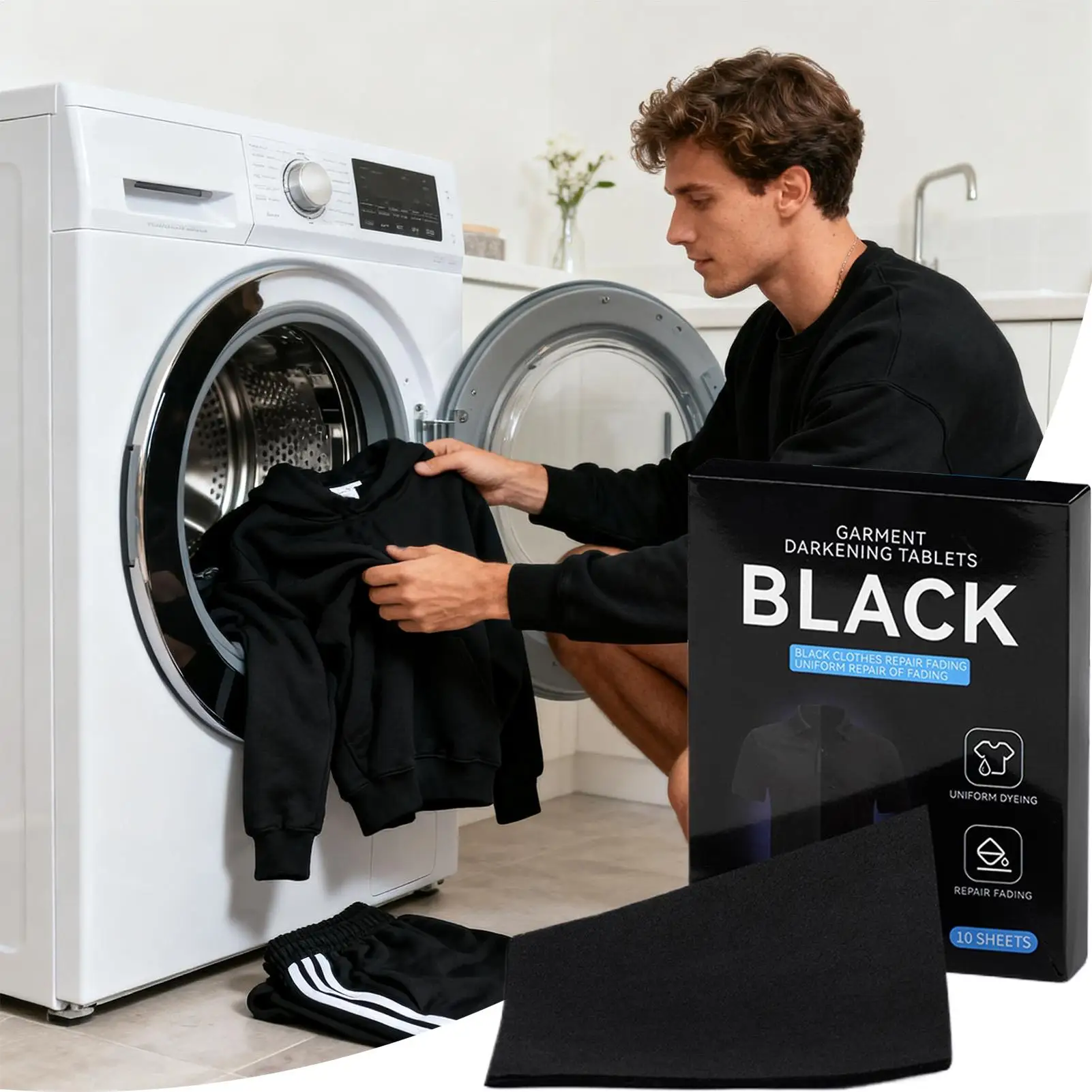 Black Color Clothing Dye 10Pcs/set Clothing Painting Dyes Washing Machine Safe Paint Accessories For Cotton Silk Wool T-Shirts