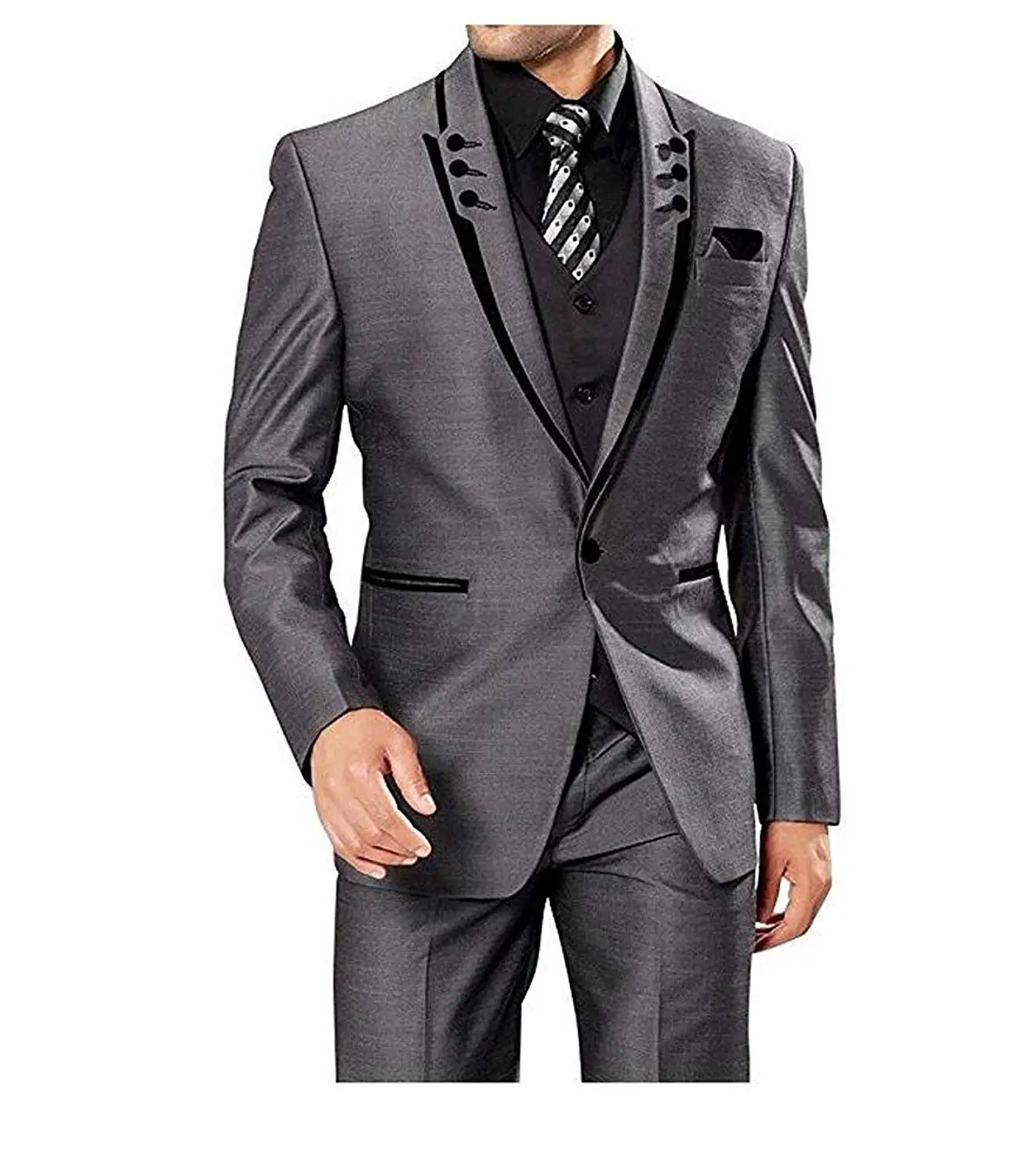 Men\'s 3 Pieces Suits Wedding Suits One Button Groom Tuxedos Men Leisure Boutique Business Wedding Suit Jacket Pants Vest