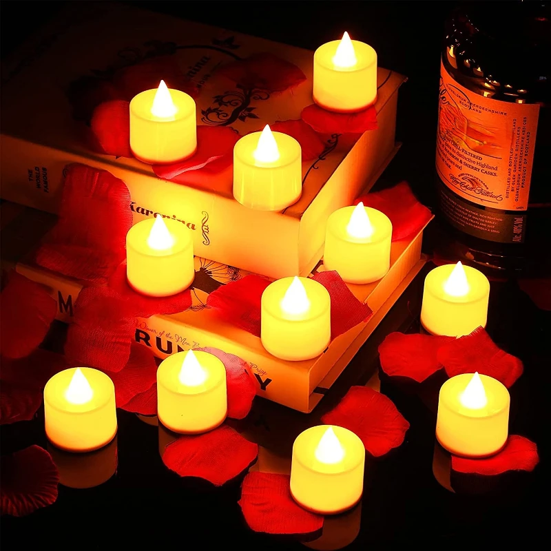 

12Pcs Multicolor Flameless LED Candles Battery Operated Light Wedding Party Romantic Lights Valentine's Day Candle Decor Lamp