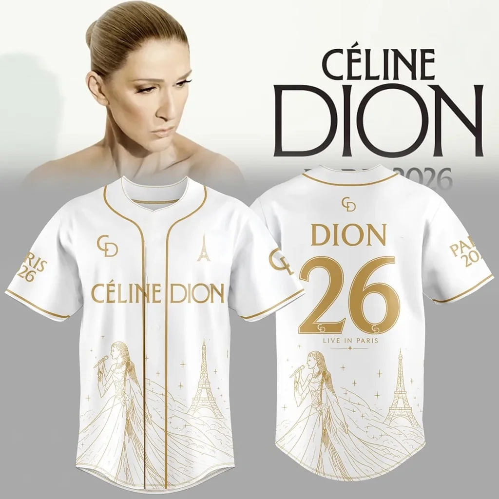 Celine Dion 2026 Paris Tour 3D Printed Jersey Men Breathable Quick Drying Short Sleeved T-shirt Family Matching Clothing