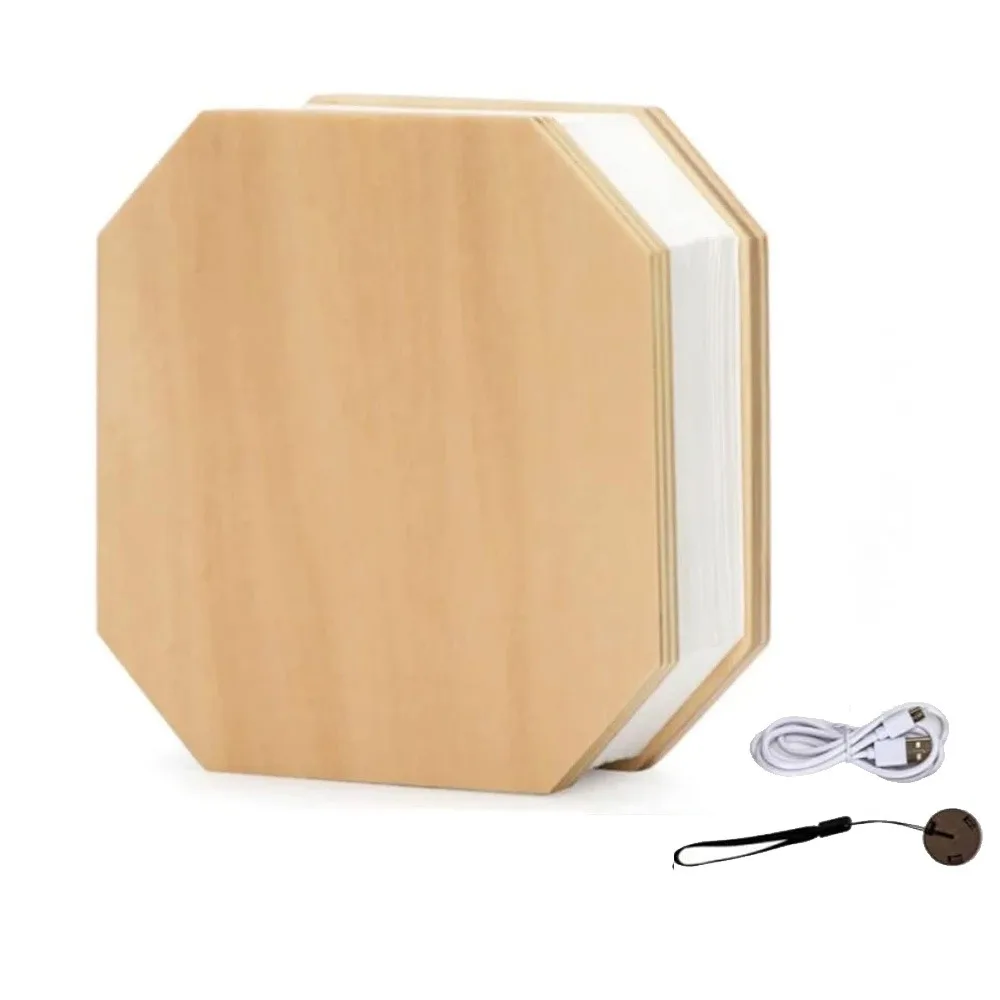 ポータブル折りたたみブックランプ-2-色ライト-360-度回転木製フリップナイトライト破れにくいソフトライト