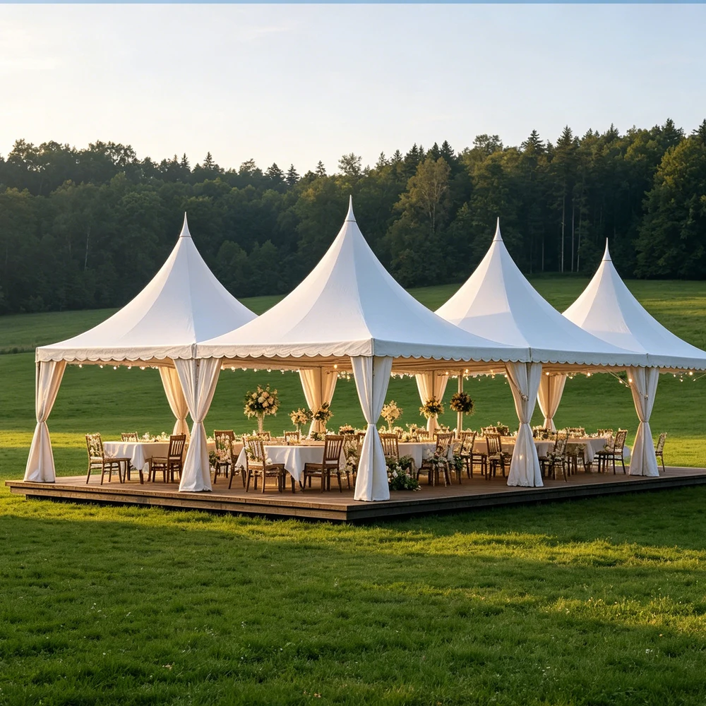 Custom Large Pagoda Tent Luxury Aluminum Frame Outdoor Romantic Church Wedding Party Event Marquee High Peak Gazebo Design