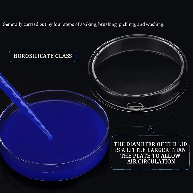 El nuevo juego de platos de vidrio, platos de laboratorio de borosilicato, platos de cultivo de tejidos transparentes con tapa (10 piezas, 90 x 20 mm)