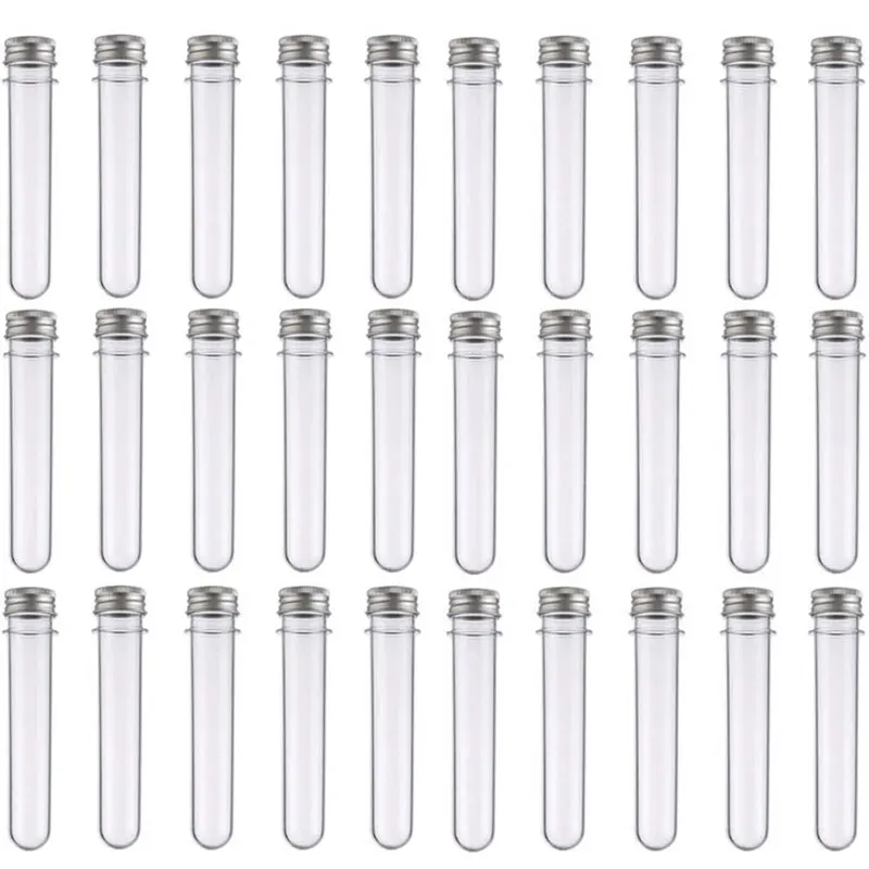 30Pcs 40 ml Clear Plastic Test Tubes, Bulk Test Tubes Test Tubes with Screw Caps for Sample Party Candy Bath Salts