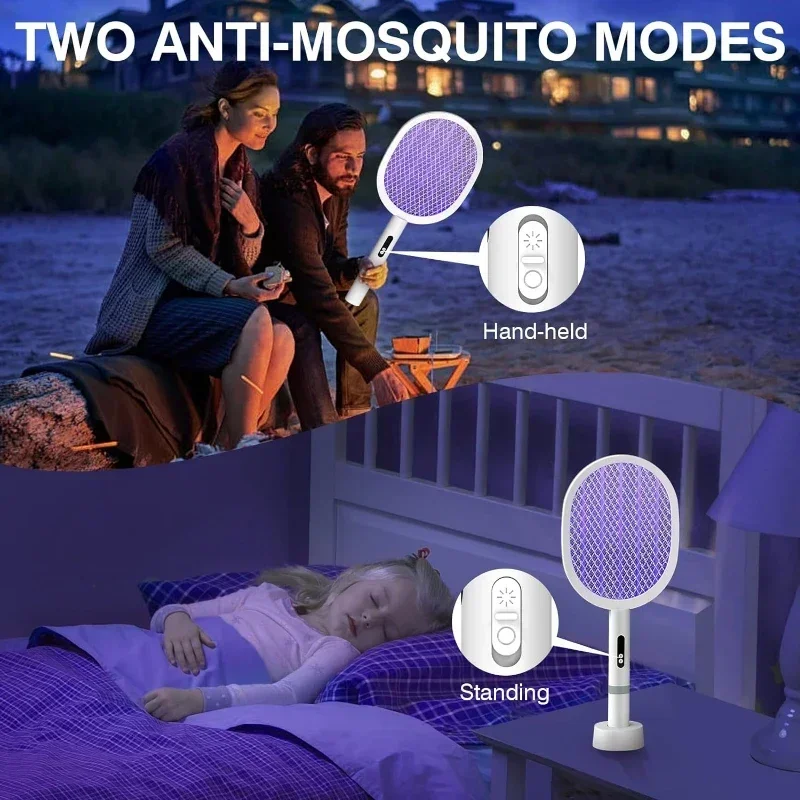 Electric mosquito swatter, USB rechargeable mosquito swatter, suitable for indoor and outdoor garden picnics mosquito killer