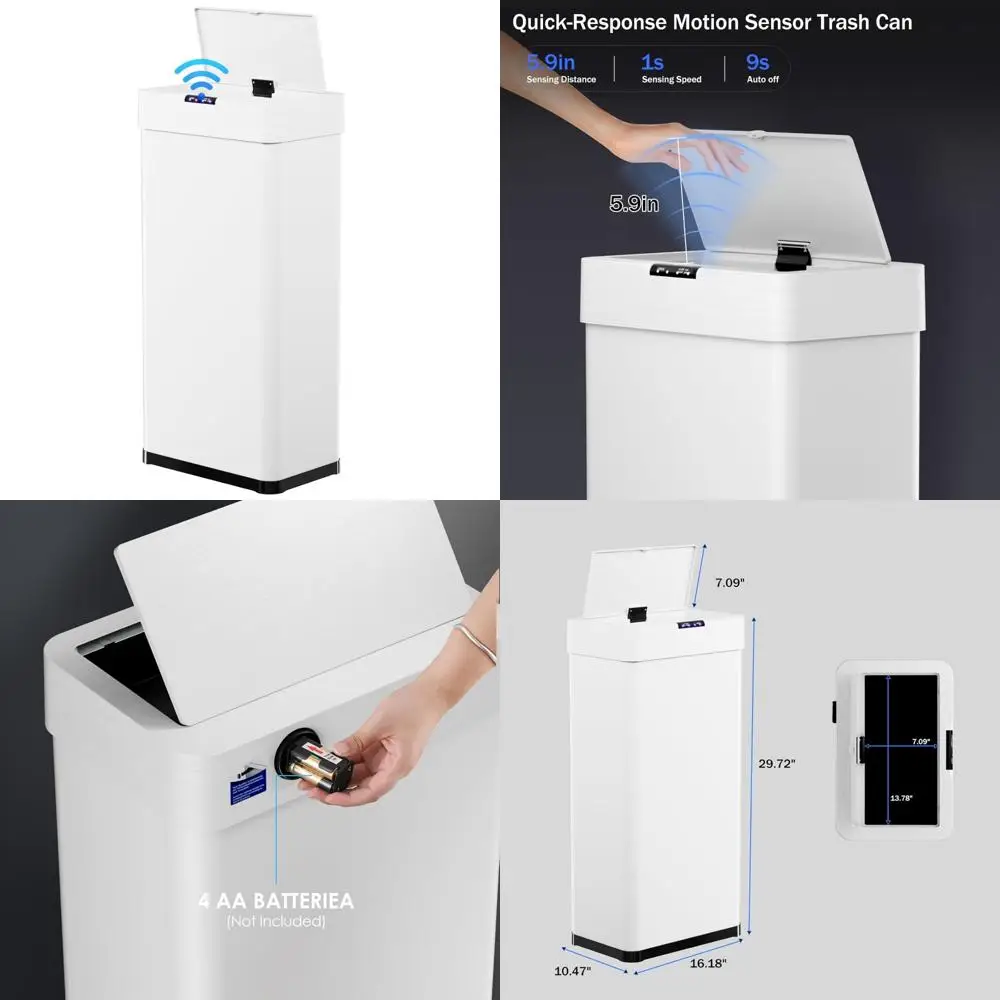 

Touchless Automatic 18.5 Gallon Trash Can with Motion Sensor, Brushed Stainless Steel Smart Bin, Bag Holder Included