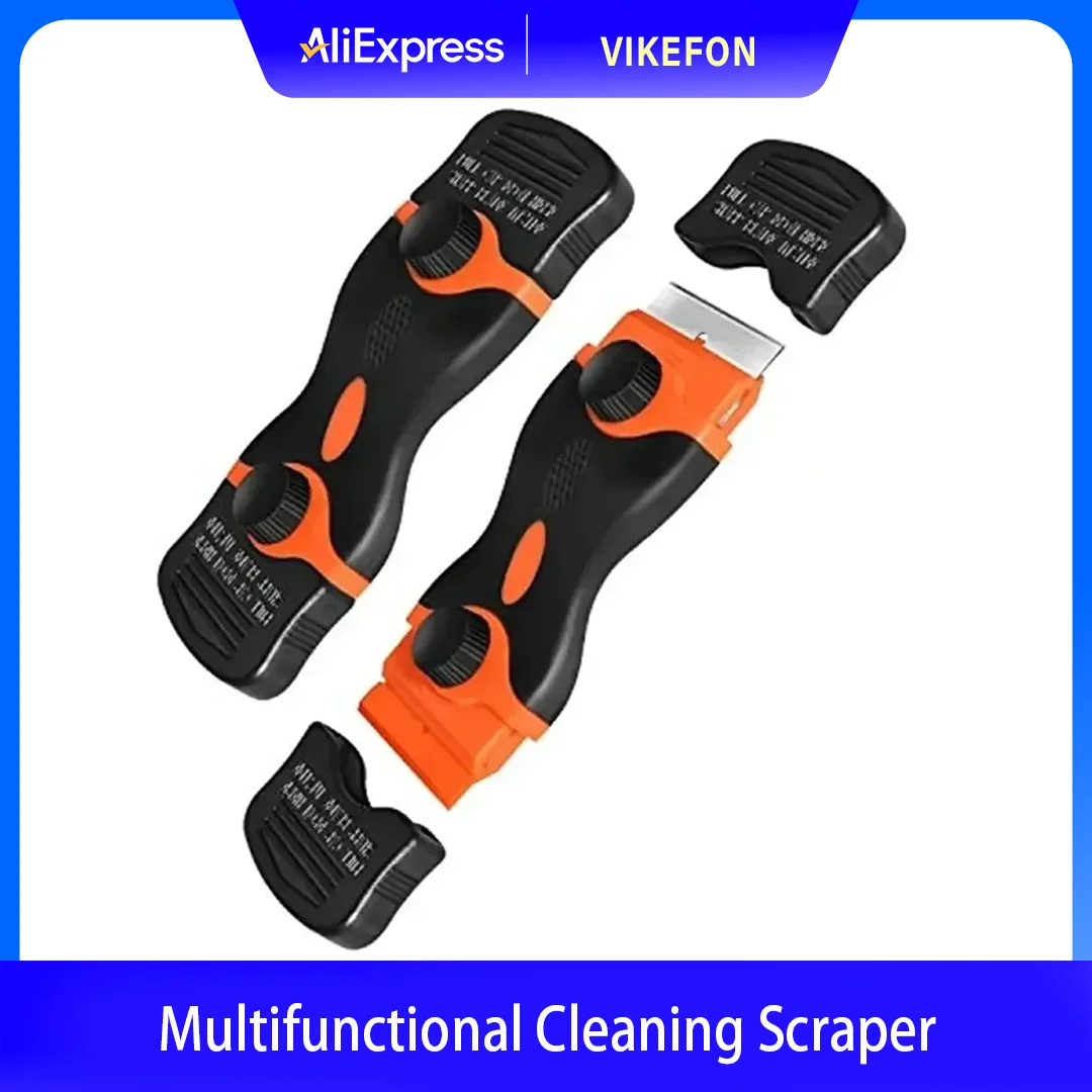 Plastic & Metal Razor Blade Scraper Window Glass Cleaner Vinyl Film & Adhesive Remover Tool for Car & Home